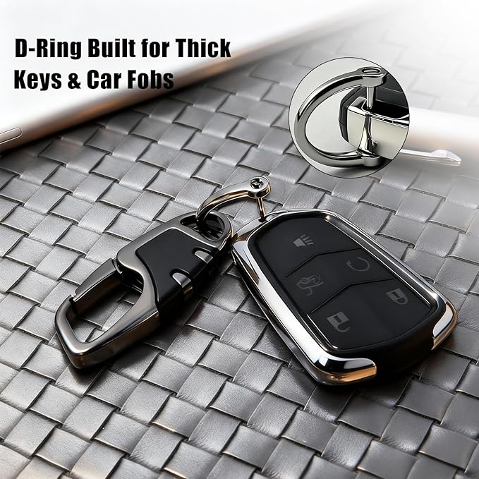 Keychain with Carabiner Clip, 4 Heavy Duty Key Rings and D Ring - Image 2