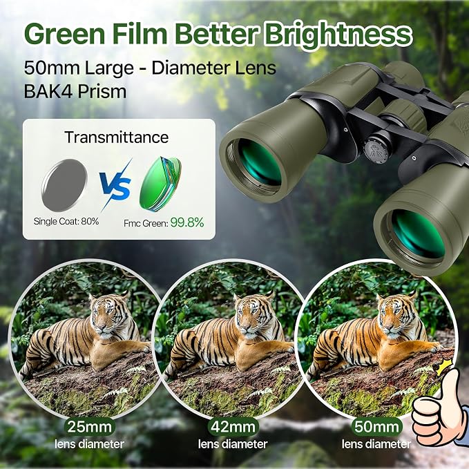 20x50 Hunting Binoculars for Adults High Powered - 28mm Large Eyepiece - Image 3