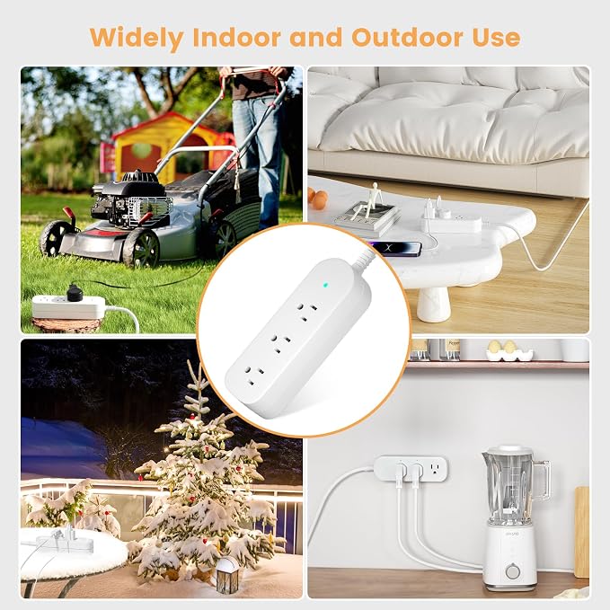 Outdoor Power Strip Weatherproof 3 FT Extension Cord Waterproof Surge Protector - Image 7