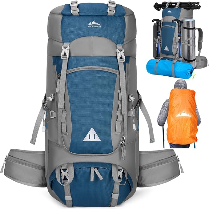 IGOLUMON 60L Hiking Backpack Waterproof Camping Backpack by IGOLUMON