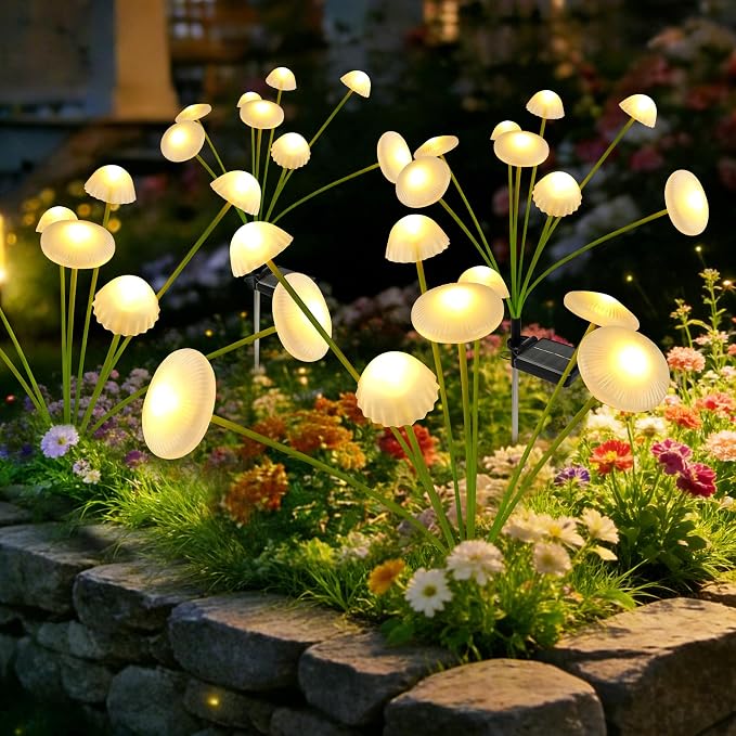 Solar Garden Lights Outdoor, Swaying Mushroom Lights Waterproof by Unknown