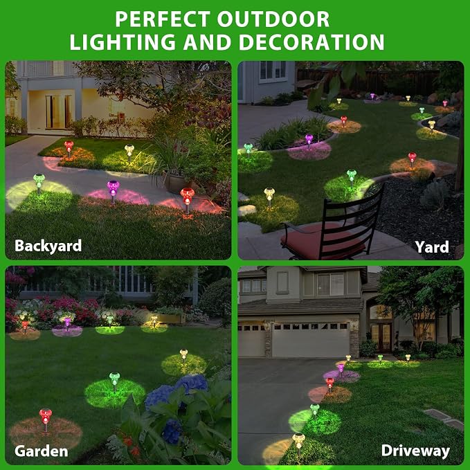 Benany Solar Lights Outdoor, 8 Pack Mushroom Lights Outside Waterproof - Image 6