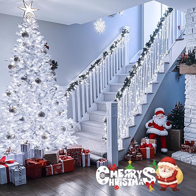 JMEXSUSS 132 ft 400 LED White Christmas Lights Indoor Outdoor Waterproof - Image 6