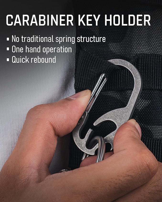 TISUR Titanium Carabiner Keychain Clip, Anti-Lost Key Ring Holder, Self-Locking - Image 3