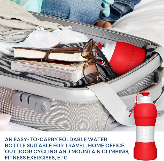 Collapsible Lightweight 20oz Water Bottle, Food-Grade Silicone BPA Free - Image 8