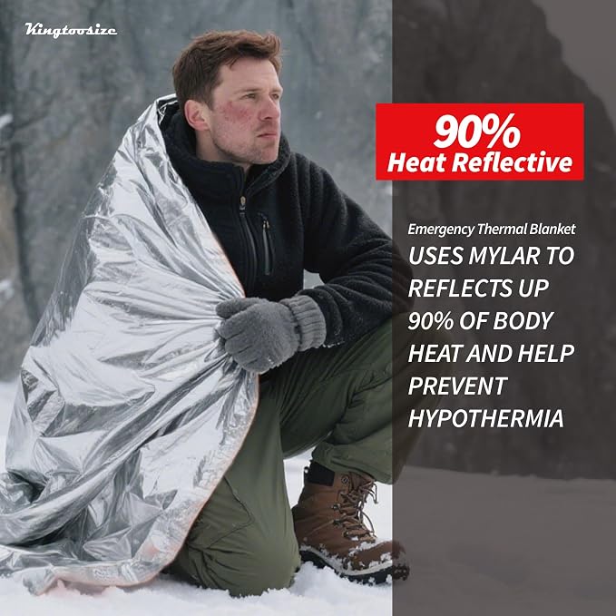 Emergency Thermal Blanket, Mylar Space Blanket Survival Kit - Image 5