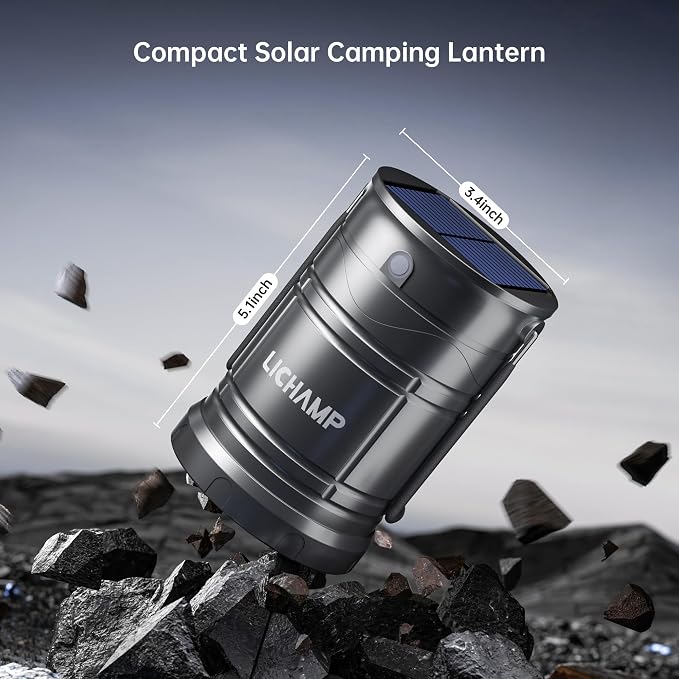 Lichamp 1-Pack Solar Camping Lantern, USB Rechargeable LED Lanterns Battery - Image 5