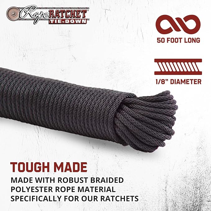 Rope Ratchet 1/8" 50 ft Braided Polyester Utility Cord, Weather Resistant - Image 6