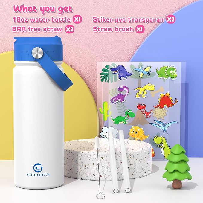18oz Kids Water Bottle, Insulated Water Bottles - Image 3