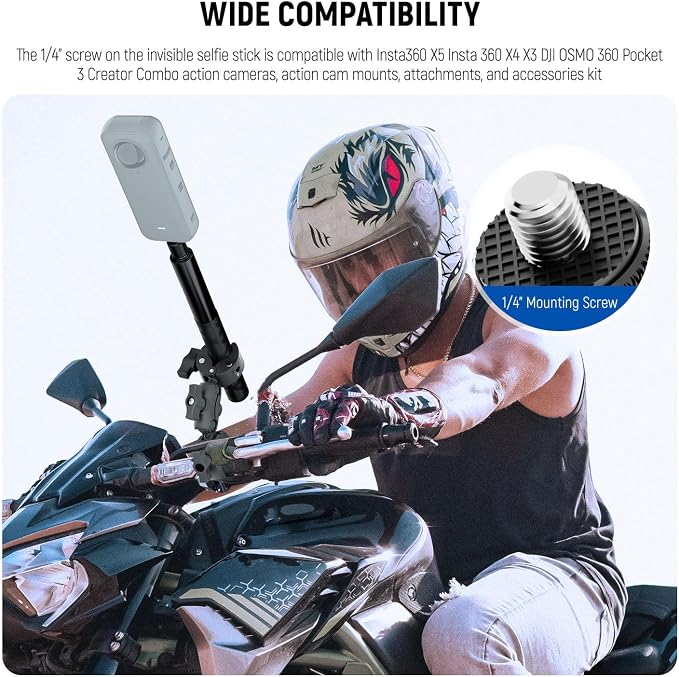 NEEWER Basics Motorcycle Bike Mount Accessories Kit, Invisible Selfie Stick - Image 3