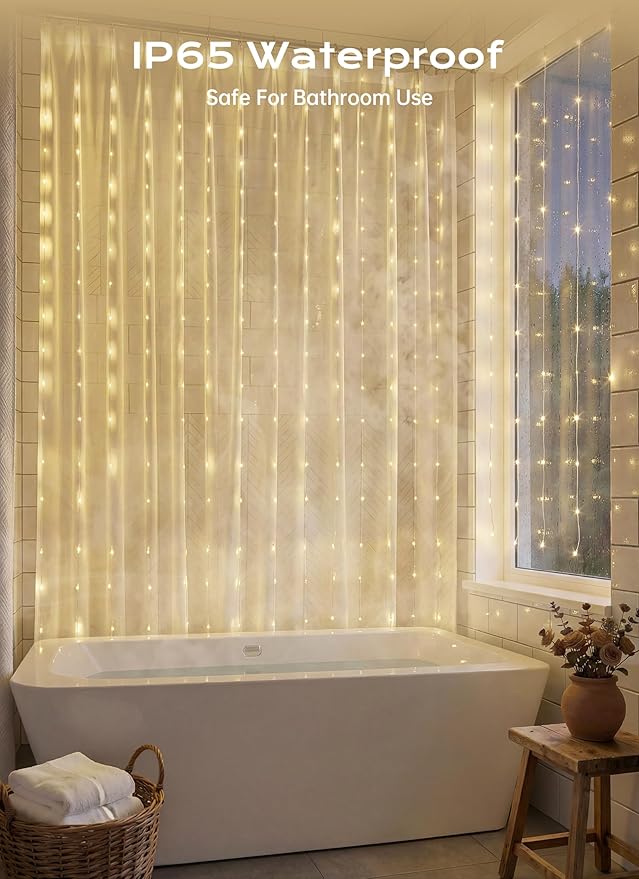 Brightown 180 LED Shower Curtain Lights, 70 Inch Warm White Fairy Lights - Image 3
