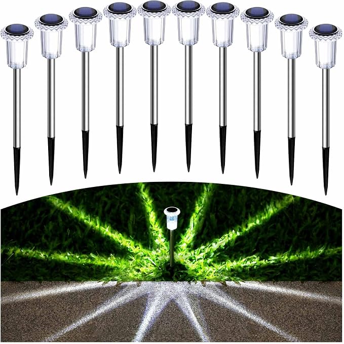 Solar Pathway Lights 10 Pack Solar Lights Outdoor Waterproof 6000K Cold White - Image 8