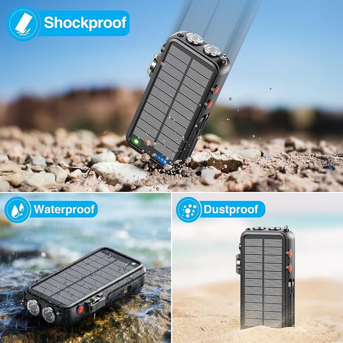 Emergency Radio&22000mAh Solar Power Bank, FM NOAA Weather Radio, Portable Hand - Image 6