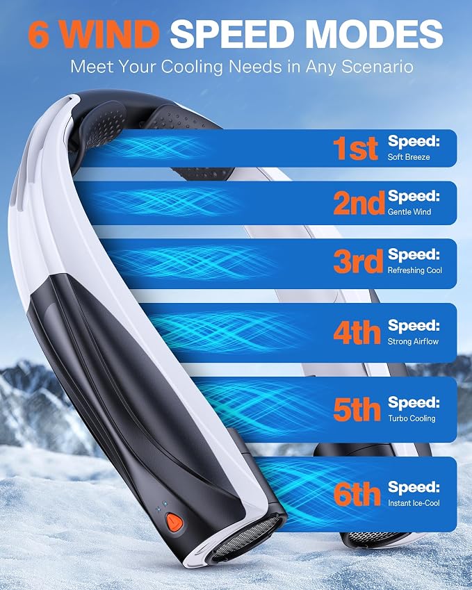 Portable Neck Fan - 6000mAh Battery Hands Free Personal Fan - Image 5
