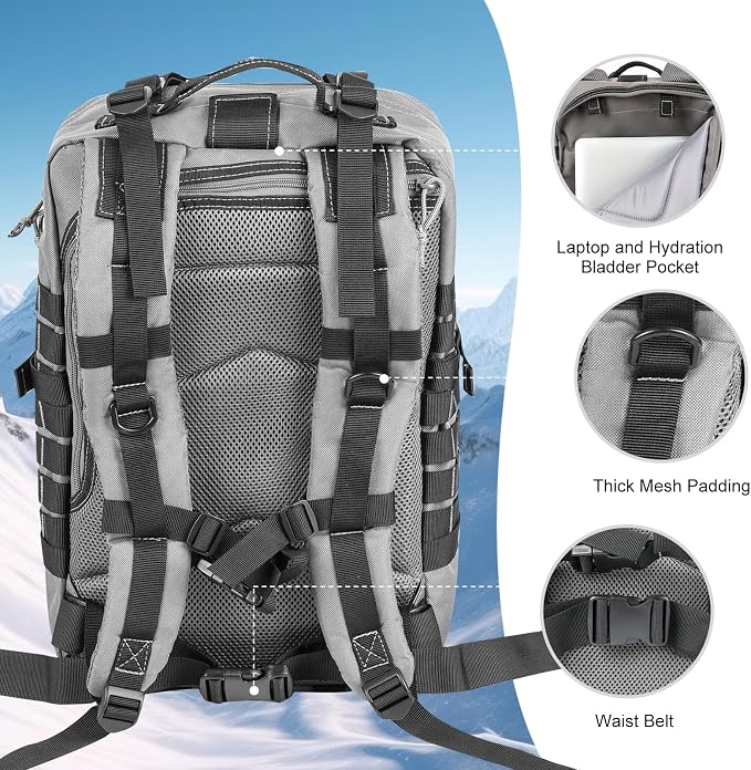 Hannibal Tactical MOLLE Assault Backpack, Tactical Backpack Military Army - Image 5