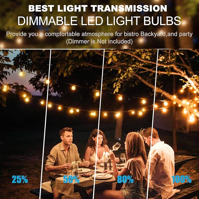 Lightdot 200FT Outdoor String Lights, LED Bistro String Lights - Image 5
