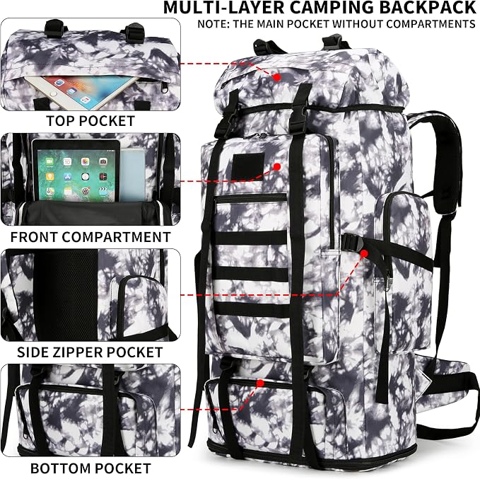 Hiking Backpack for Men 70L/100L Camping Backpack Military Rucksack Molle 3 - Image 3