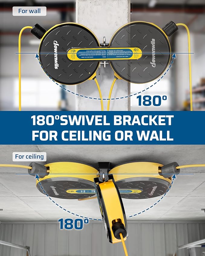 DEWENWILS 30FT Retractable Extension Cord Reel, Ceiling/Wall Mount 16/3 SJTW - Image 4