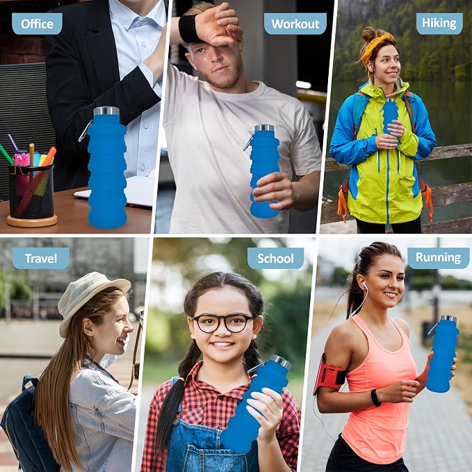 Collapsible Water Bottles 17oz, Odorless BPA-Free Silicone, Leak-Proof Foldable - Image 6