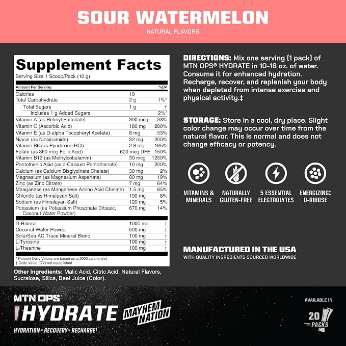 MTN OPS Hydrate Low Sugar Electrolyte Powder Drink Mix - Image 3