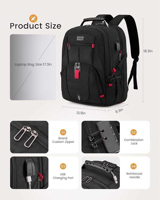 LOVEVOOK 17 Inch Laptop Backpack - Image 9