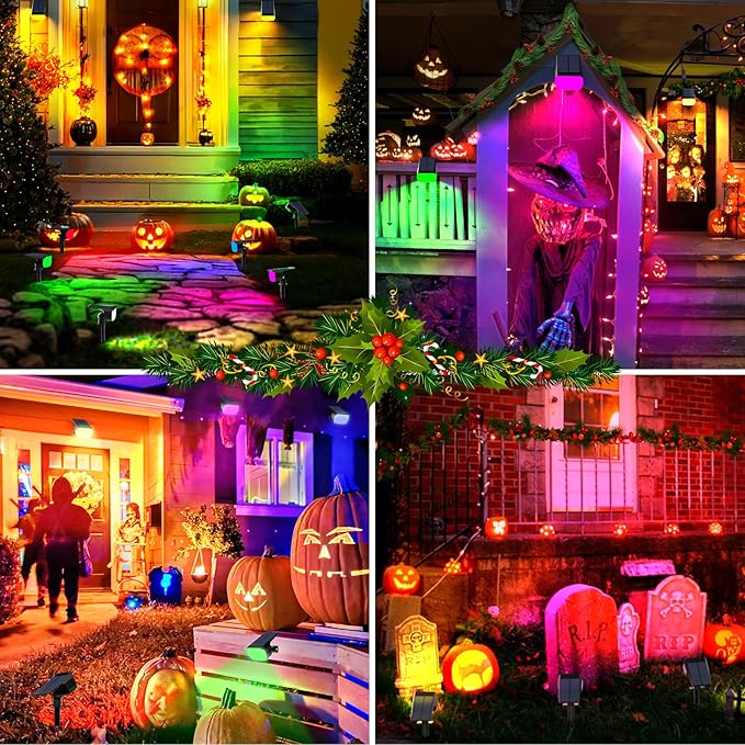 WENATY Solar Spot Lights Outdoor Color Changing, Christmas Landscape Spotlights - Image 2