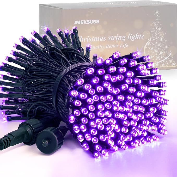 JMEXSUSS 200 LED 66ft Purple Christmas Lights, Connectable Purple String Lights by JMEXSUSS