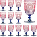 XUWAIDSGN 12Pcs Plastic Vintage Wine Glasses 13.5oz Reusable Embossed Goblet by XUWAIDSGN