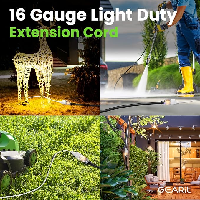 GEARit 15 Ft Extension Cords 16/3 Gauge 360° Rotating Plug Outdoor/Indoor SJTW - Image 2
