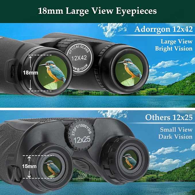 Adorrgon 12x42 HD Binoculars for Adults High Powered - Image 2