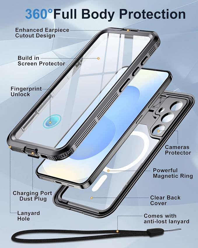 for Samsung Galaxy S25 Waterproof Case, Magnetic Heavy Duty Military Grade - Image 4