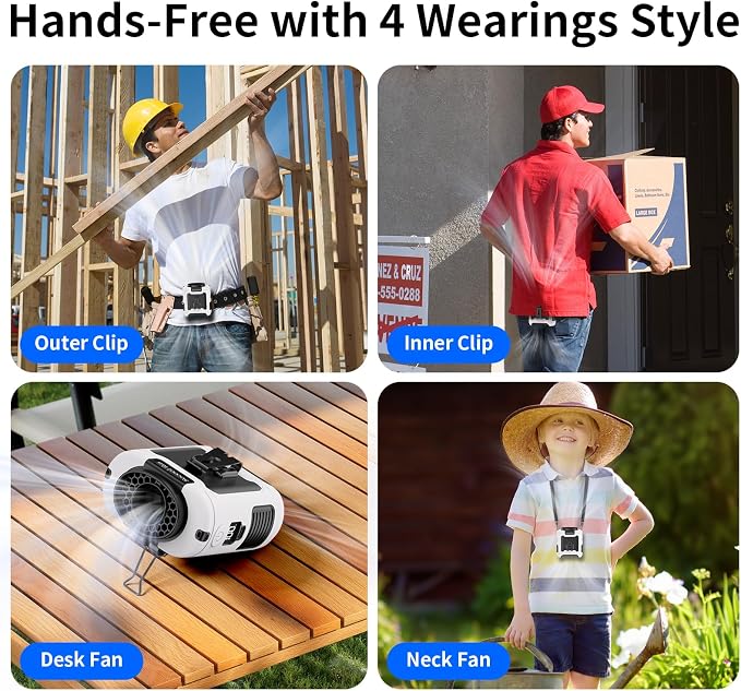 Socool 10000mAh Portable Waist Fan Clip on Wearable Belt Personal Fan - Image 8