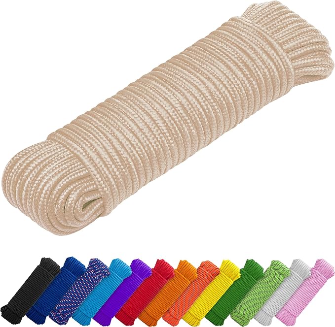 TECEUM Rope – 90 Feet x 3/8 Inch – Beige – Strong All-Purpose Utility Rope – by TECEUM