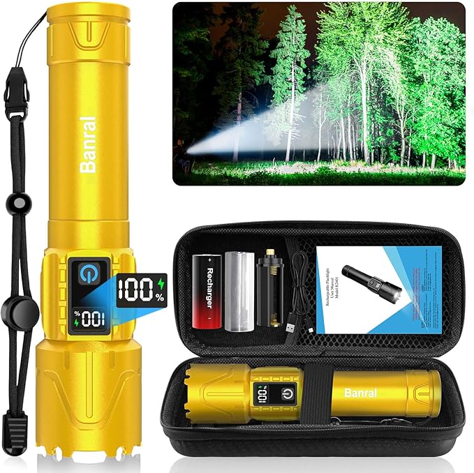 Banral Rechargeable Tactical Flashlights 2000 High Lumens - 5000mAh Super by Banral