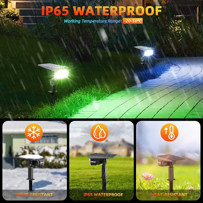 LEREKAM Color Solar Light Outdoor Waterproof Spotlights - Image 2