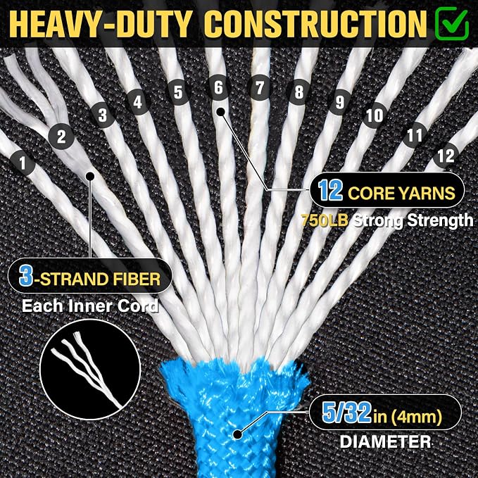 Paracord Rope 750 lb - 100ft 5/32" Parachute Cord 4MM 12-Strand para Cord - - Image 2