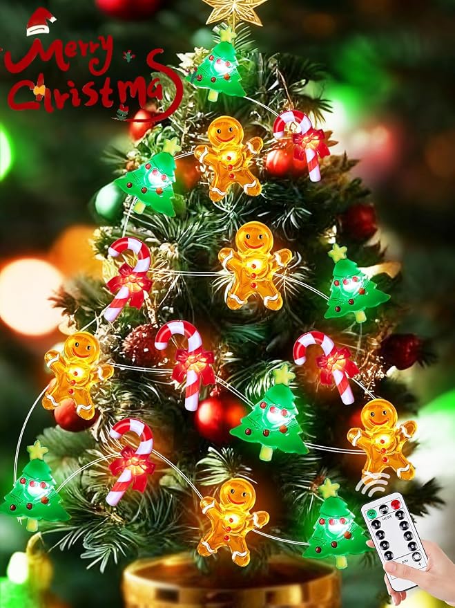 Christmas String Lights Decoration, 10ft 30LED Christmas Tree Gingerbread Man by EXF