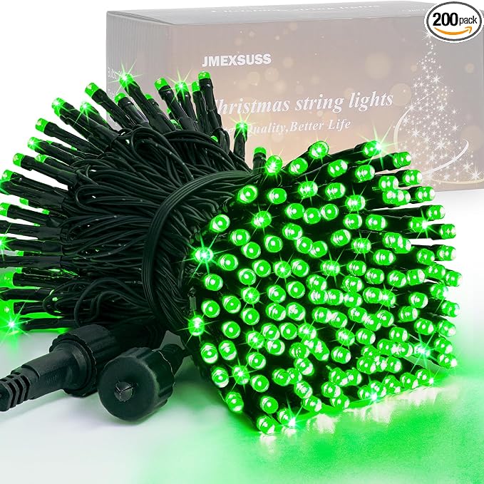 JMEXSUSS 200 LED Christmas Lights Outdoor, 66ft Connectable Green String Lights by JMEXSUSS