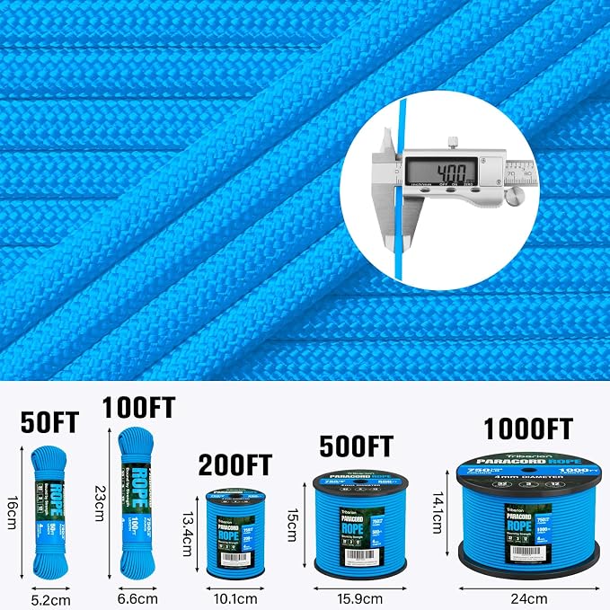 Paracord Rope 750 lb - 100ft 5/32" Parachute Cord 4MM 12-Strand para Cord - - Image 3
