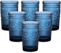 ZMOWIPDL Vintage Glassware Drinking Glasses Set of 6, 13 oz Blue Textured by ZMOWIPDL