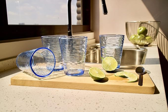 KLIFA- RIPPLE- 16 ounce, Acrylic Tumbler Drinking Glasses Cups, Stackable - Image 4
