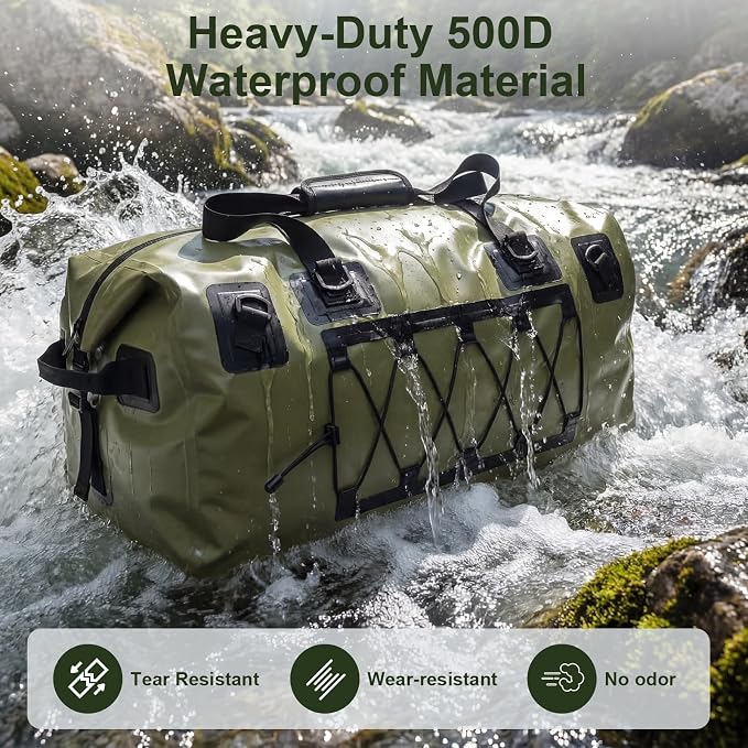 Waterproof Duffel Bag, 70L Large Motorcycle Dry Backpack, Heavy-Duty Roll Top - Image 6