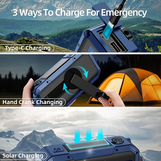Emergency Weather Radio with IPX5 Waterproof Portable Bluetooth Speaker - Image 8