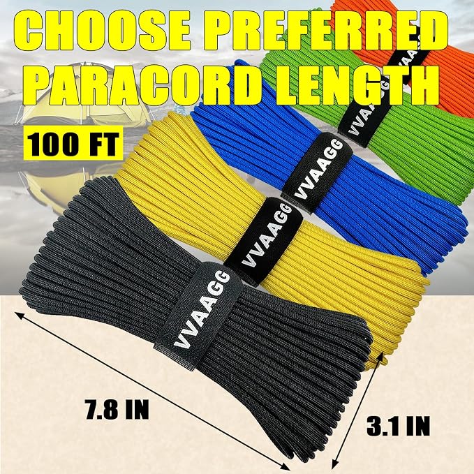 VVAAGG 1000 Black Paracord Rope 100FT Utility Nylon Heavy Duty 12 Strand - Image 3