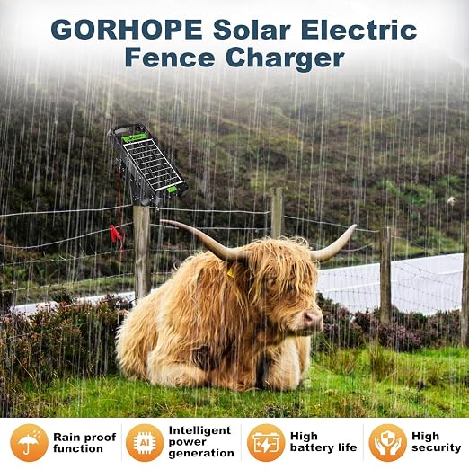 10 Miles Solar Powered Electric Fence Charger, Output 0.18J Electric Fence - Image 4