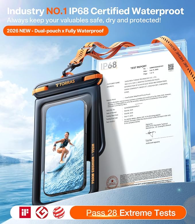 TORRAS IP68 Waterproof Phone Pouch Double Space, Floating Waterproof Phone Case - Image 3