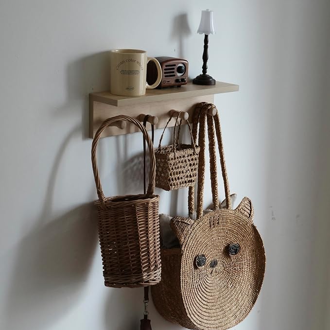 Entrance Coat Rack ，Coat Hooks, Wall-Mounted Wooden Hook Rack, Wall-Mounted - Image 6