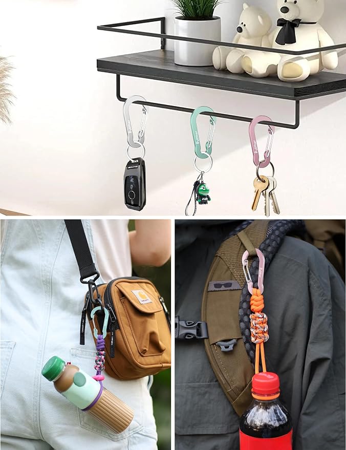 9PCS Carabiner Keychain Clip, 2.7" Large Aluminum Carabiner Clips - Image 5
