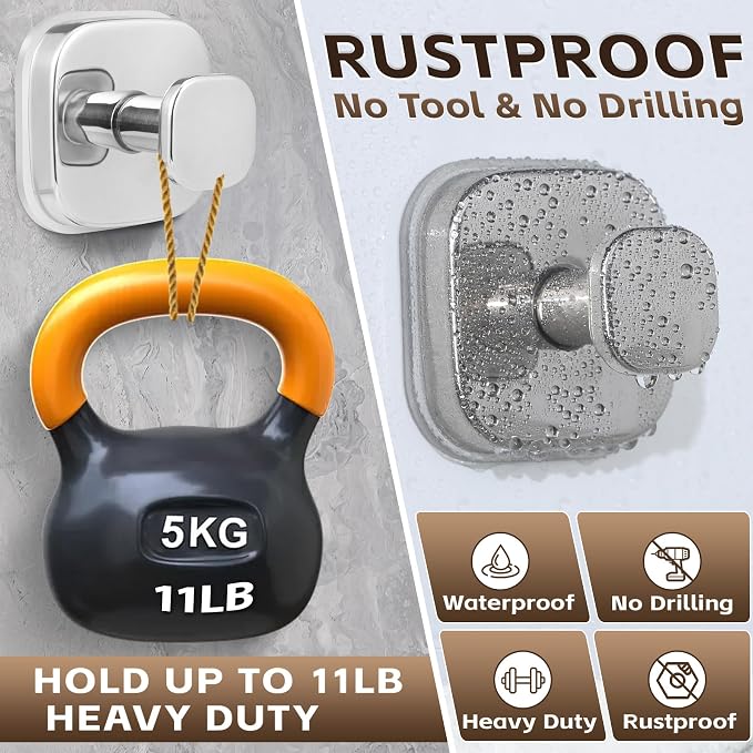 Suction Cup Hooks for Shower Heavy Duty No-Drill– Reusable Multi-Purpose Hooks - Image 2
