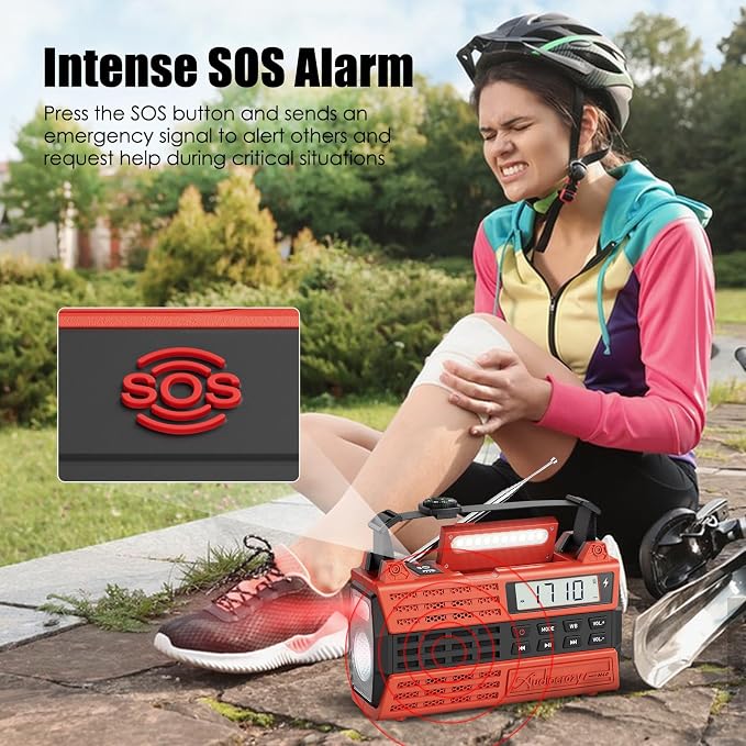 Emergency Crank Radio, 5000mAh/18500mWh Solar Hand Crank Radio, AM/FM/NOAA - Image 5